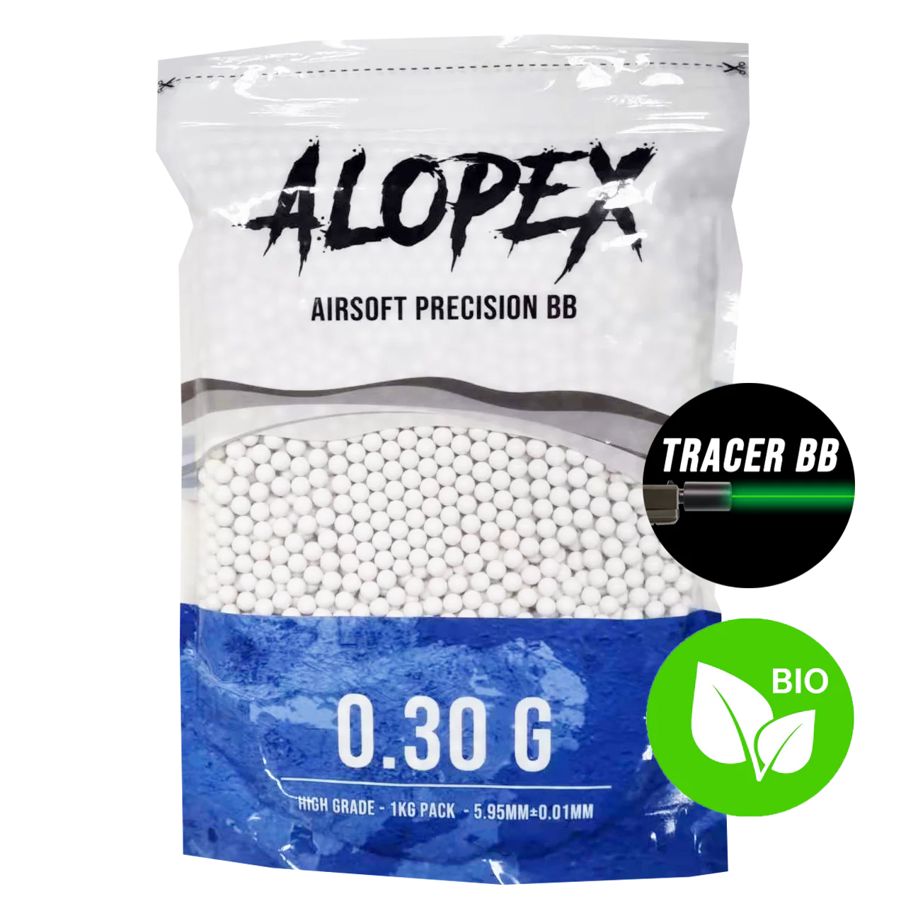 ALOPEX - AIRSOFT 6MM BIO GREEN TRACER BB 0.30G - 1KG PACK