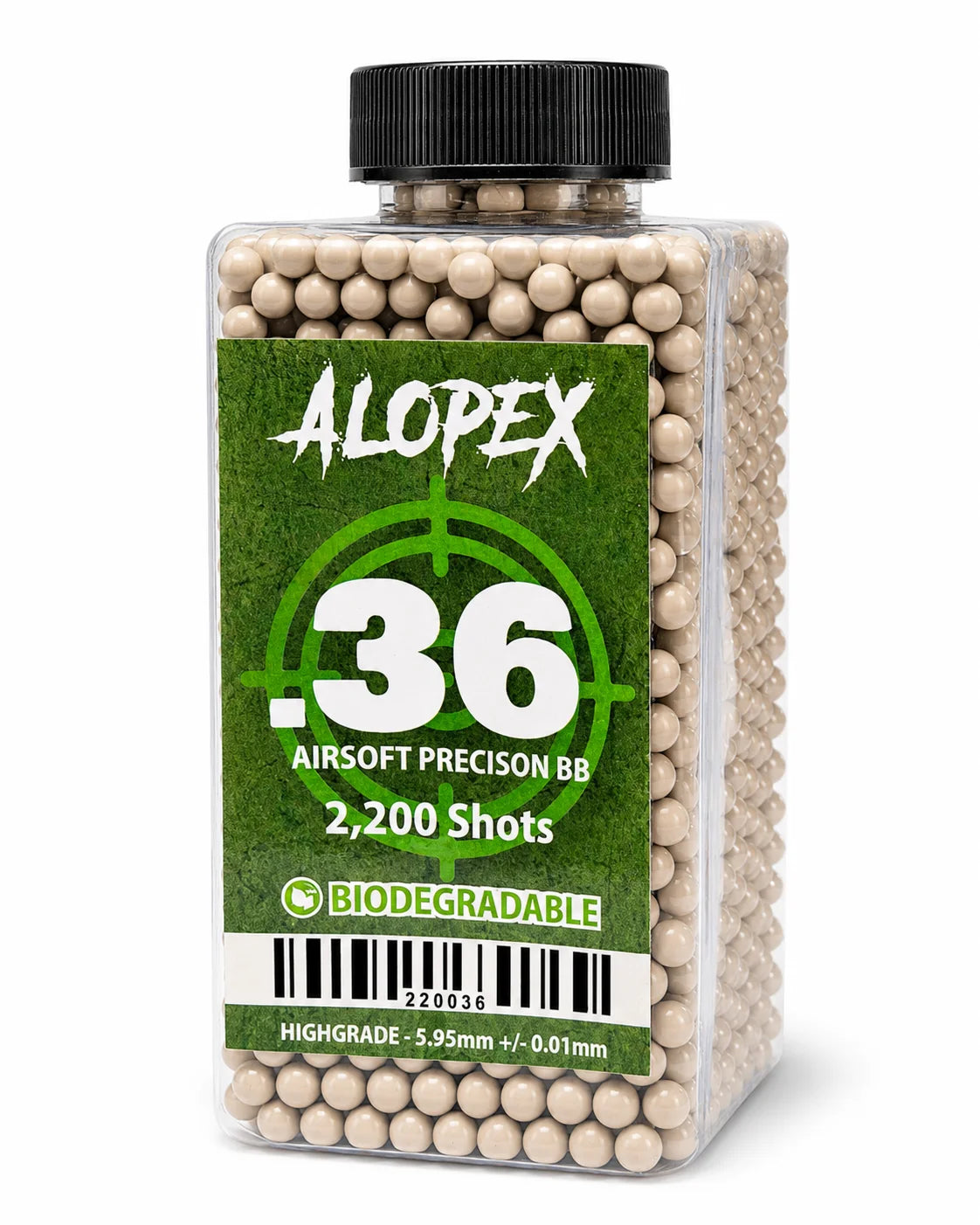 ALOPEX - AIRSOFT 6MM BIODEGRADABLE BB 0.36G - 2200PCS