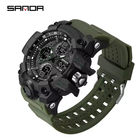 SANDA Military G Style Waterproof Sports Watch With Dual Display And LED Luminous