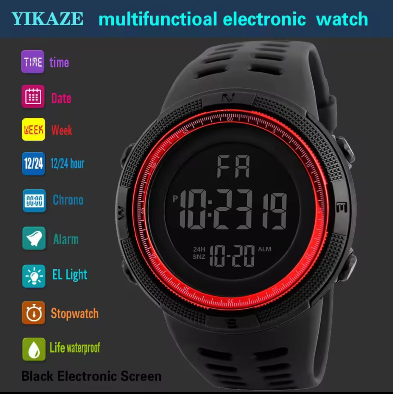 YIKAZE X01 Digital Sports Watch Colour: Green