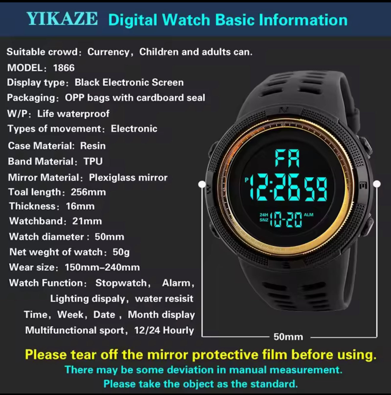 YIKAZE X01 Digital Sports Watch Colour: Green