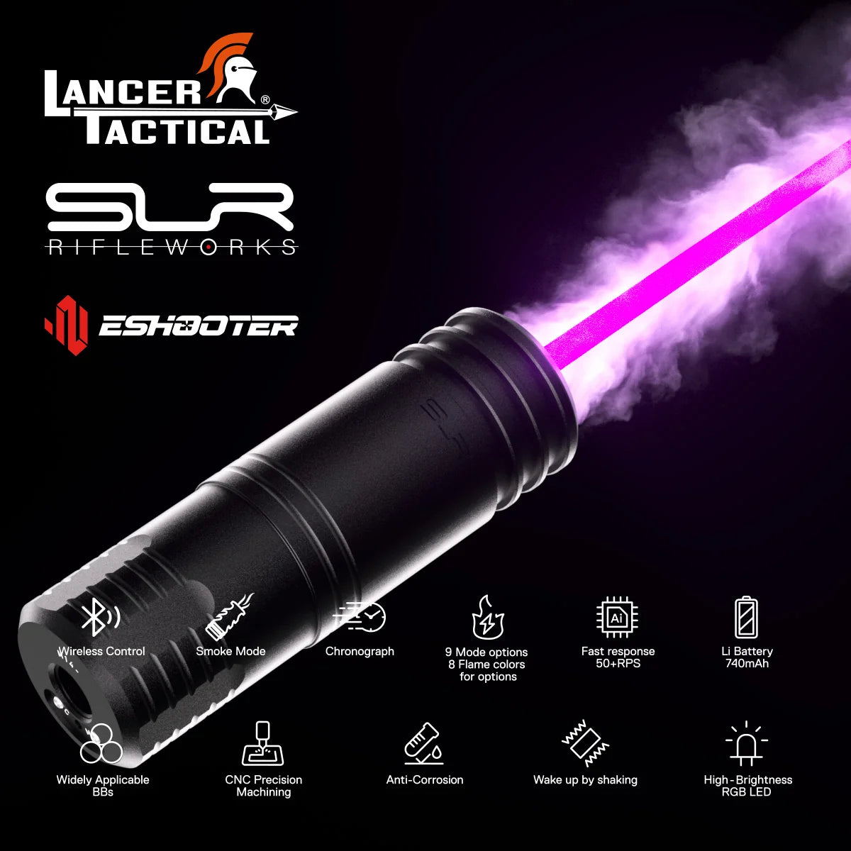 LICENSED LANCER TACTICAL x SLR N.O.T.A.S. Faux Suppressor Built-in Flare Smoky BT Tracer